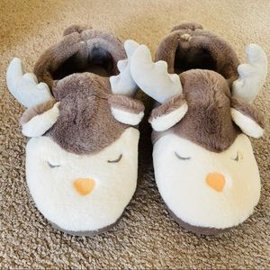3D Elk Puffer Faux Fur Winter Slippers Booties W9